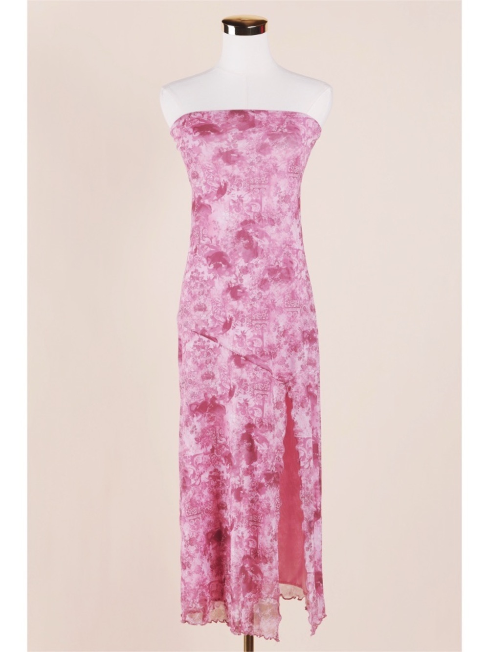 Sz L Tilly's Full Tilt Pink Mesh Tube Side Slit Midi Dress NWT